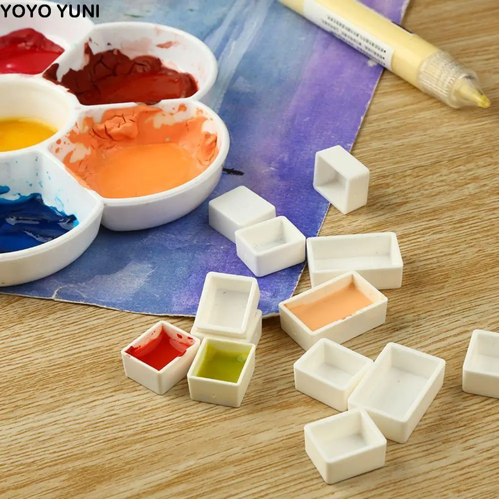 

2ml 3.2ml Plastic Artists Half Pans Painting Supplies Watercolor Paint Grid Paint Palette Art Supplies