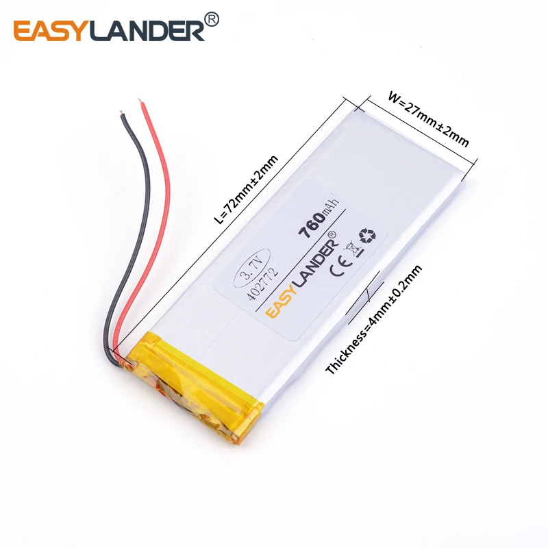 3.7V 402772 760mAh Rechargeable Lithium Li-ion Li Polymer Battery For iPhone 4 Mobile Phone Watch PDA