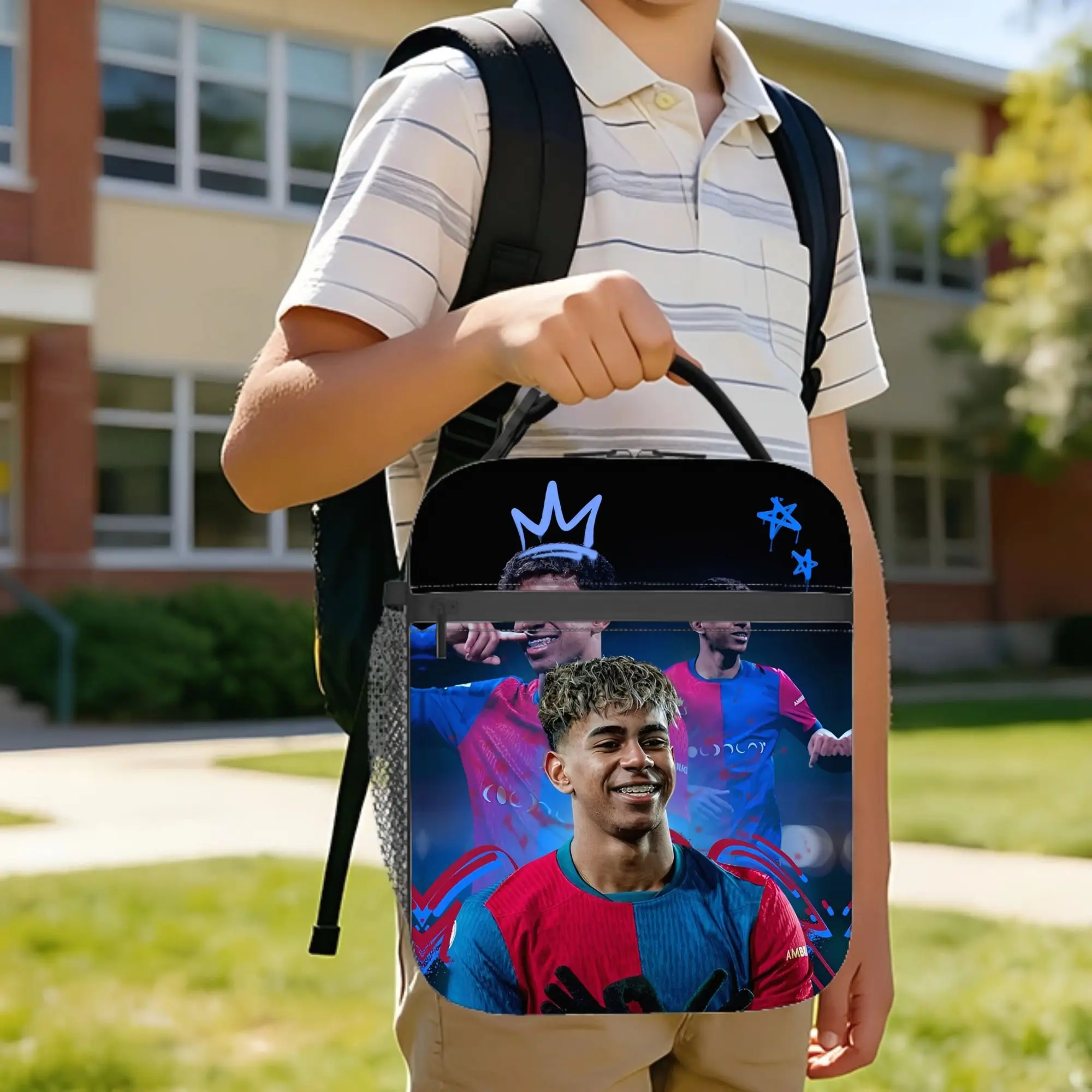 Soccer Number 19 Lamine Y-Yamal Insulated Lunch Bag Thermal Bag Reusable,Lunch Container High Capacity Lunch Box Tote Men Women