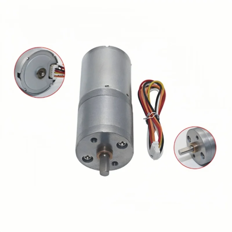 JGA25-2430 Brushless DC Gear Motor 12V 24V Mini PWM Speed Control Encoder Reduction Motor Low Noise Long Service Life BLDC GEAR