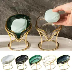 Leaf Shape Soap Box Suction Cup Sponge Dish Rack With Drain Water Bathroom Shelf For Home Storage Box Kitchen Accessories