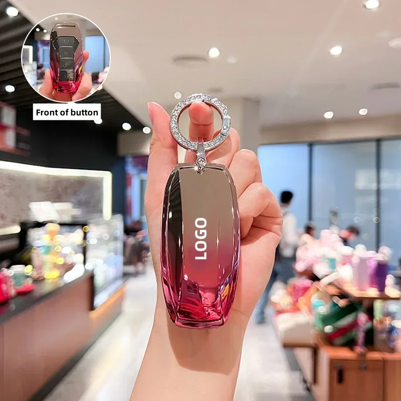 حافظة مفاتيح السيارة من البولي يوريثان غطاء حامل شل فوب لـ BYD أغنية ثانية برو تانغ Dm QIn PLUS MAX Yuan Generation Atto 3 Han EV Dolphin