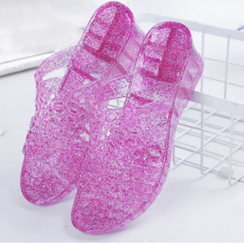 New Summer Women\'s Slippers Plastic Transparent Outdoor Wedge Slippers