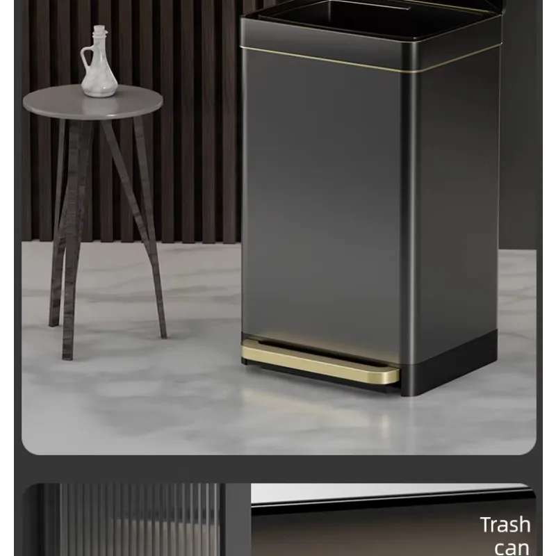 Stainless steel for kitchen trash can, commercial indoor household light luxury, high-end non-bending large capacity 2024 new