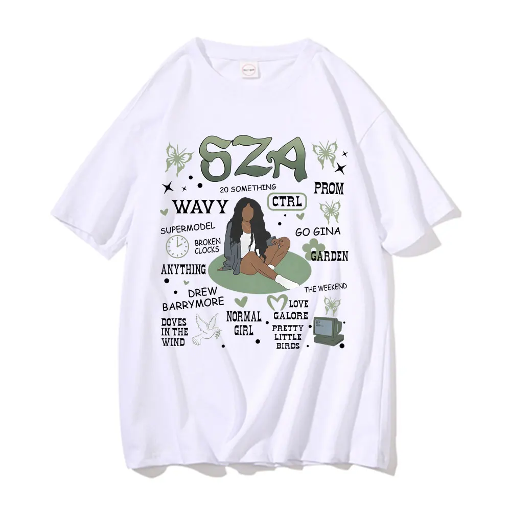 

Rapper SZA Ctrl Hip Hop Vintage Oversized Tshirt Men Women Casual Loose T-shirts Y2k Streetwear Male Cotton T Shirt Short Sleeve