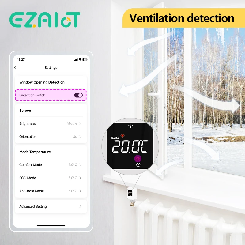 Tuya Smart WiFi/ZigBee Thermostatic Radiator Valve TRV Programmable App Remote Temperature Controller with Alexa Google Home