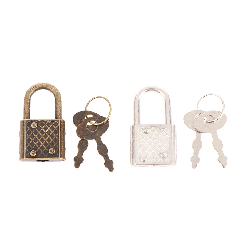 Home Mini Retro Padlock For Notepad Diary Small Luggage Box Lock With Keys Zinc Alloy Suitcase Locker Hardware Set Metal Lock