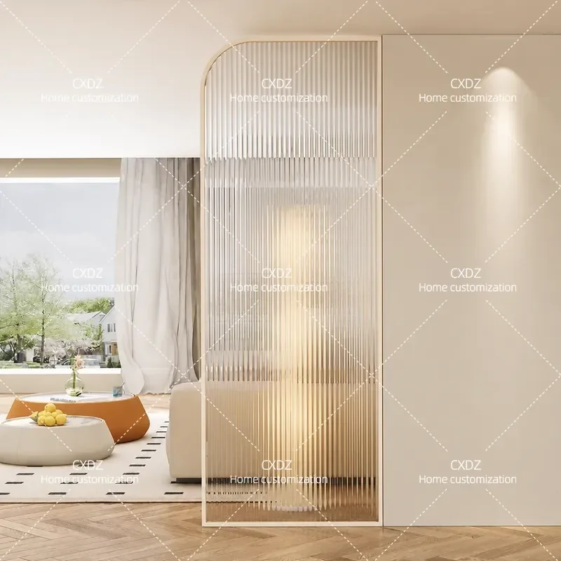 Cream Simple Style Changhong Glass Screen Partition for Bedroom Living Room Entrance Sofa Area Bathroom Space Divider