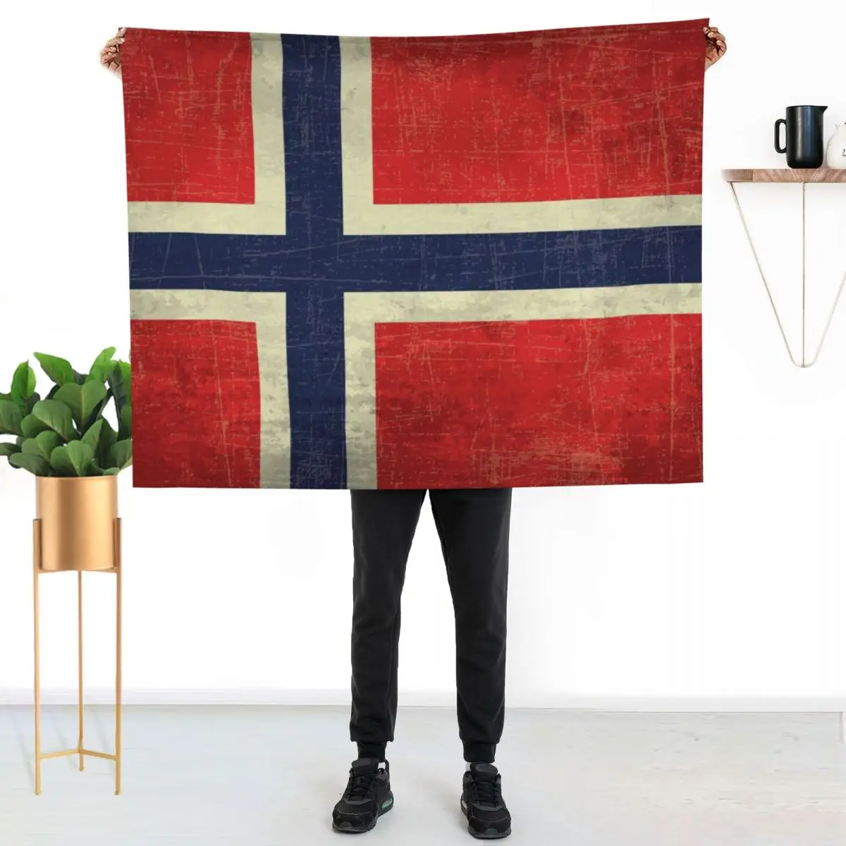 Vintage aged Norway flag Throw Blanket blankets and throws christmas gifts Furrys Warm Soft Beds Winter beds Blankets