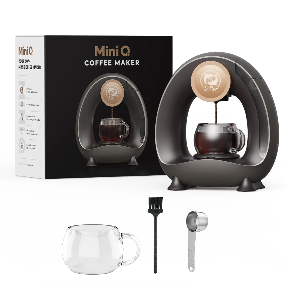 Mini Coffee Maker Single Serve, Instant One Cup for K Cup & Ground Coffee for Camping, Travel, RV, Office