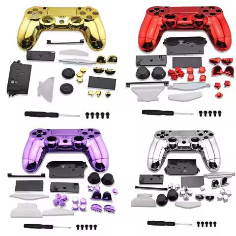 For PS4 Playstation 4 Controller JDM 001 JDM 011 Chrome Plating Full Housing Shell Cover Case With Buttons Game Accessories