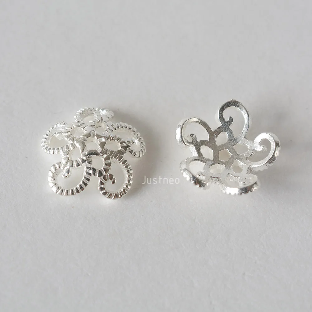solid 925 sterling silver flower bead cap, spacer bead caps, jewelry diy silver findings/components