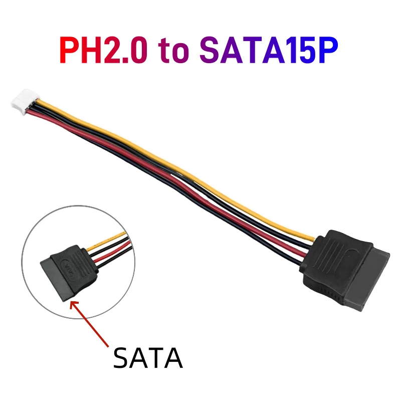 ITX Power Cord SATA15P Female To Small 4PIN Female PH2.0mm Pitch To SATA Female Sata Power Cord  15cm/40cm