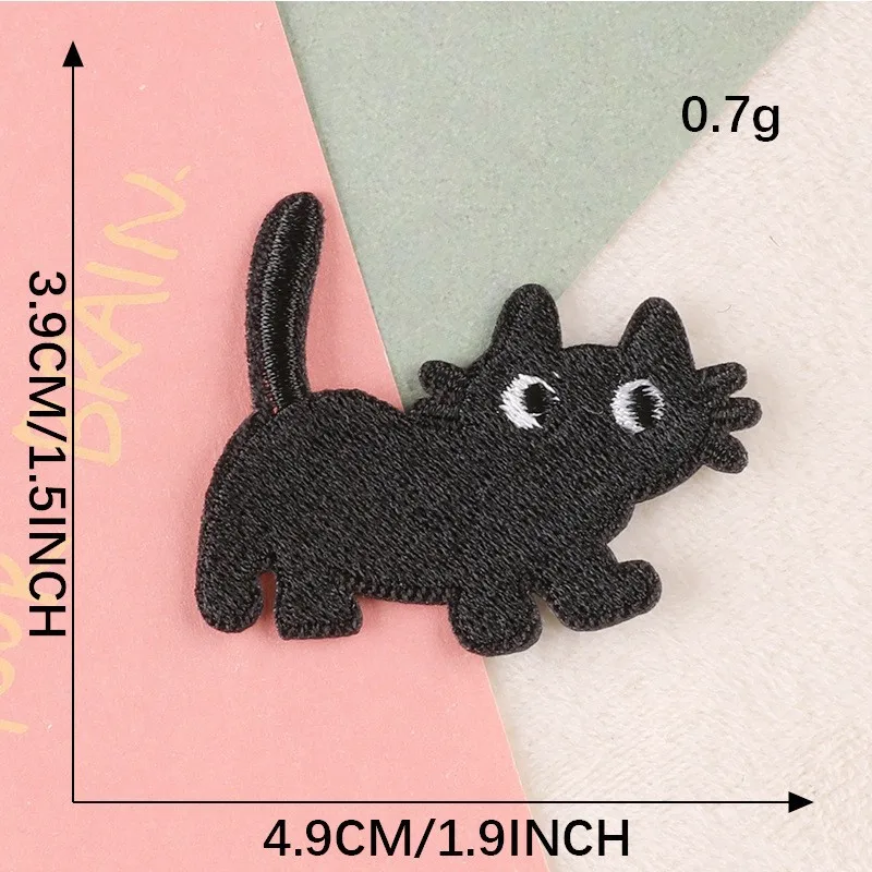 Emblemas Bordados Gato Preto, Ferro Em Patches Em Roupas, Vestido DIY, Jeans, Chapéu, Desenhos Animados Applique Adesivos, Acessórios de vestuário