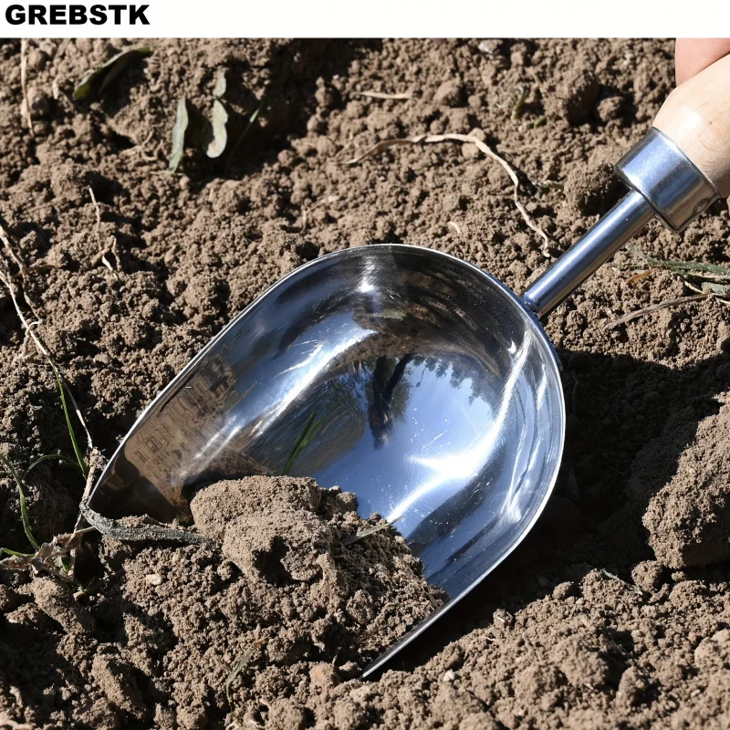 1pc 13in Stainless Steel Garden Trowel - Large Capacity Fertilizer/Soil Shovel, for Transplanting/Digging/Planting/Cultivation