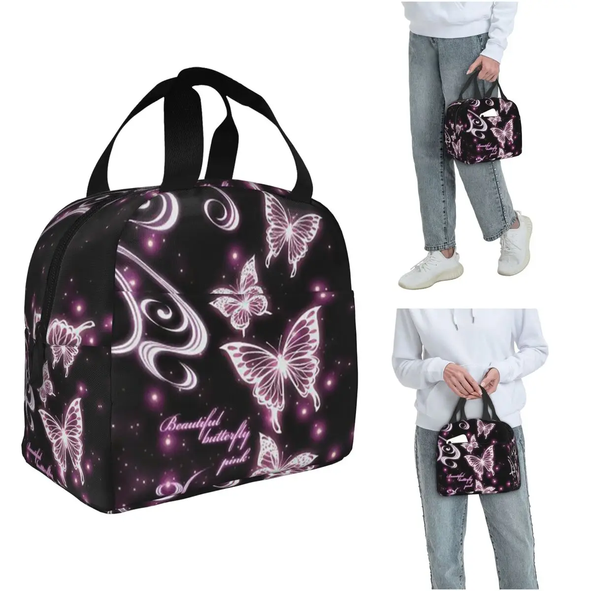 

Cartoon Butterfly Insulated Lunch Bag for Kids School Cooler Thermal Food Box Tote Portable Lunch Boxes Container