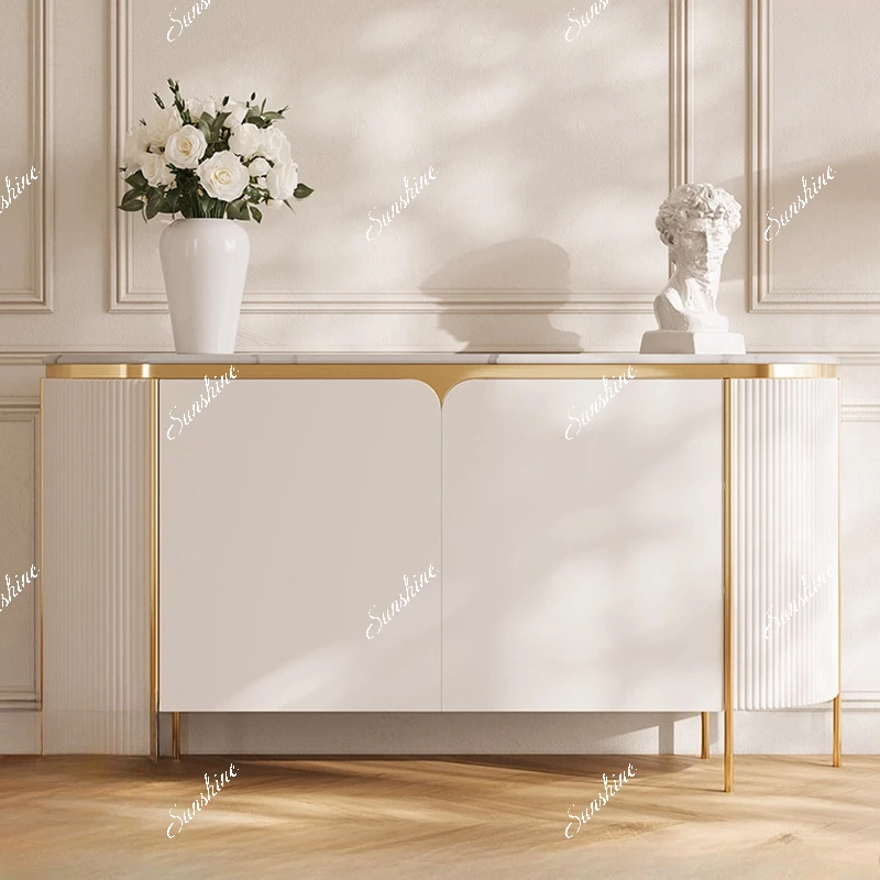 

Modern Italian light luxury marble dining side cabinet, living room entrance partition decoration entry cabinet