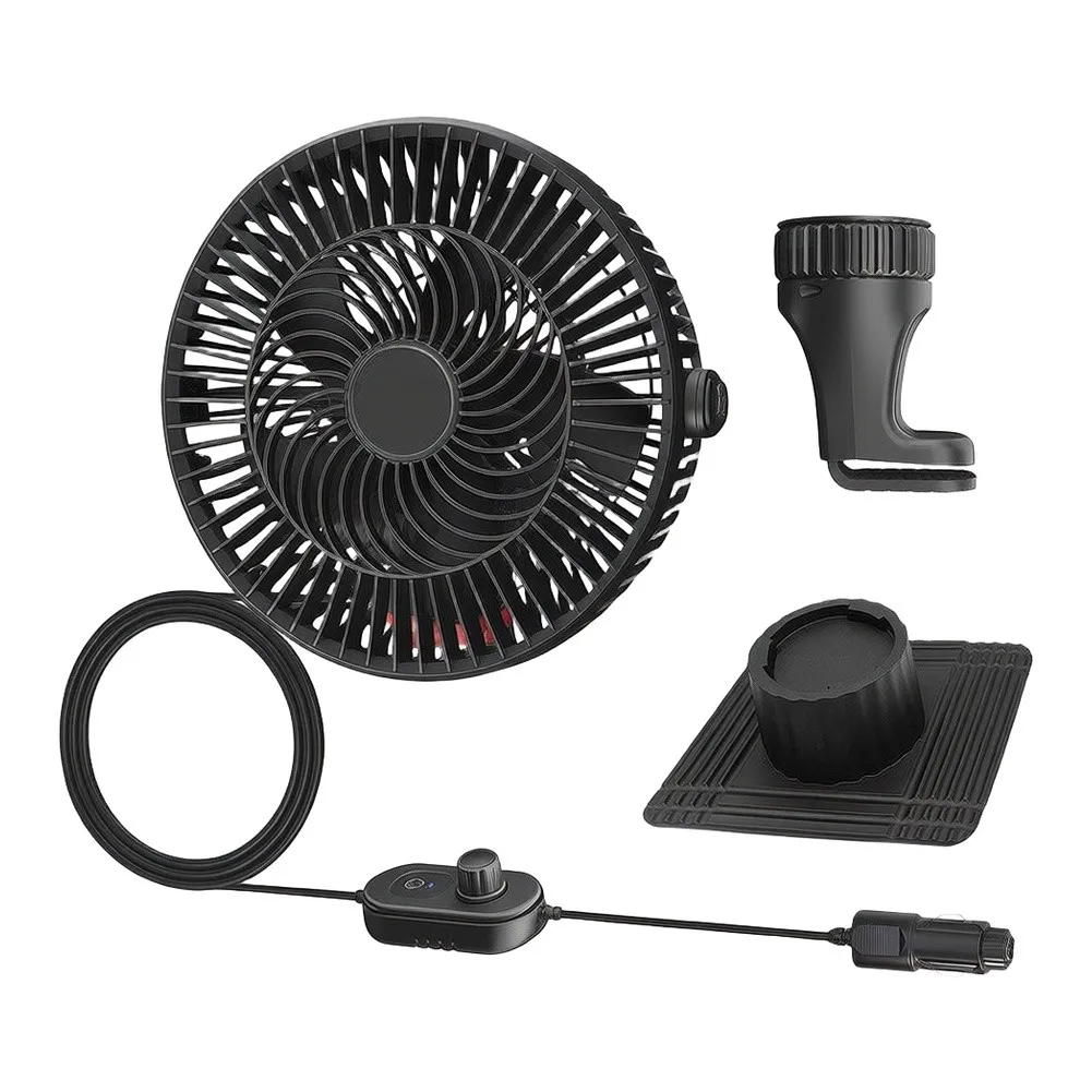 Silent Car Fan Electric Rotation Fan Easy Installation Mount Robust Abs Material Reliable Performance Quiet Operation Truck Fan