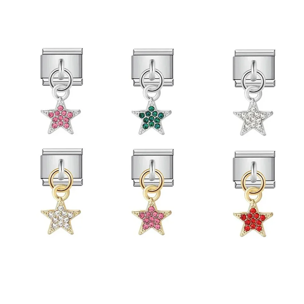 جديد الزركون دلاية شكل نجمة الإيطالية سحر ربط صالح 9 مللي متر سوار الفولاذ المقاوم للصدأ DIY بها بنفسك صنع المجوهرات الخرز هدايا العيد للنساء رجل #1