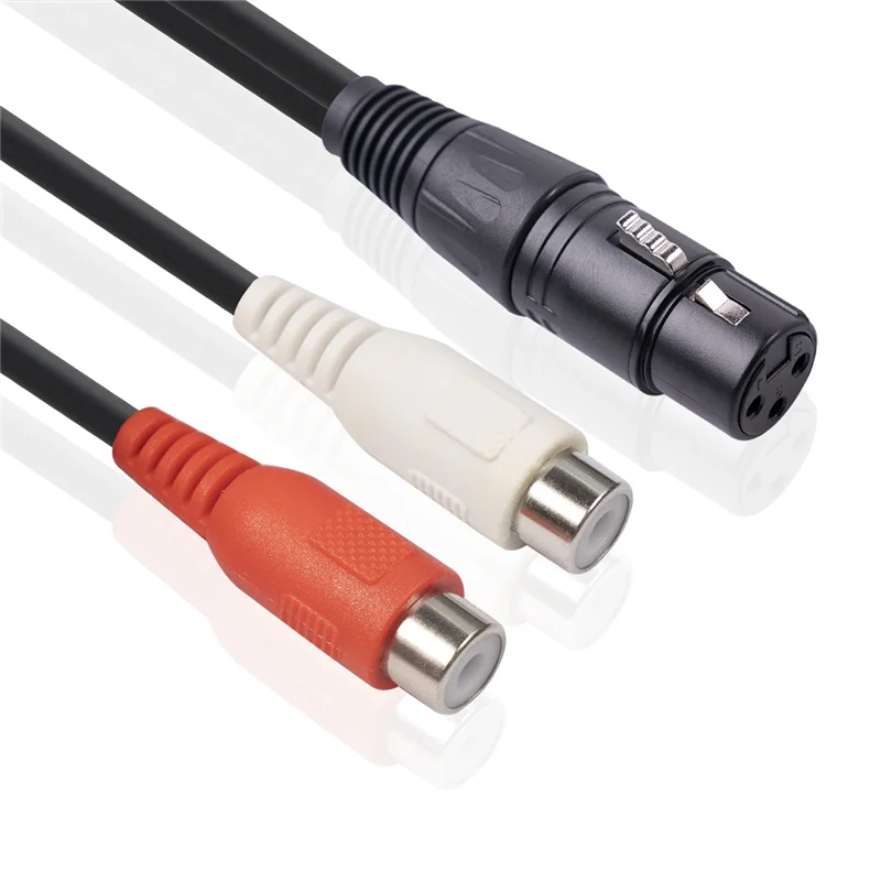 Cable XLR a doble RCA XLR a RCA Y Cable divisor 3 pines XLR hembra a 2RCA hembra amplificador enchufe de mezcla Cable AV, 0,2 M