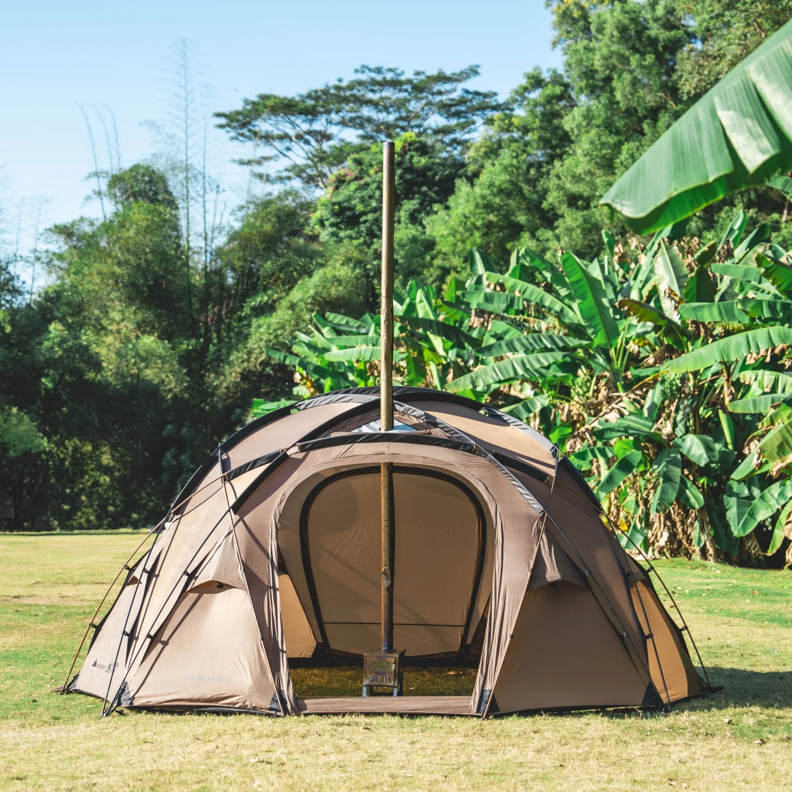 

OneTigris Tower M Glamping Hot Tent 5-8 Person Dome Tent 4 Season Awning Shelter Waterproof Windproof for Camping Garden Beach