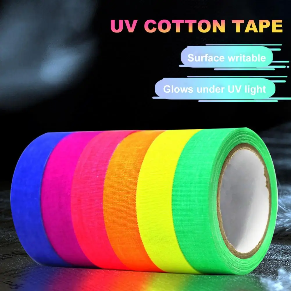 Fita Luz UV Fluorescente Preta, Cores Decorativas Misturadas, Material Escolar, 6 Cores