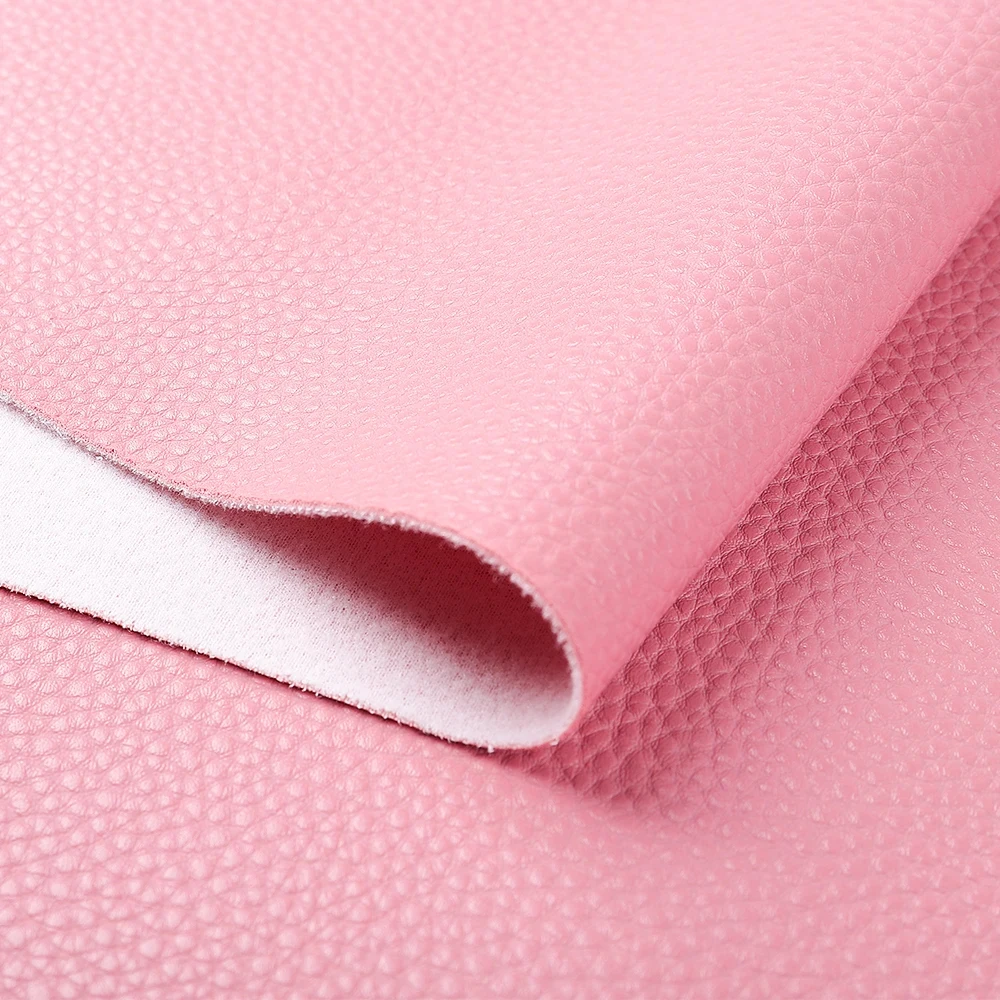 Faux Leather Lychee Pattern Pvc/semi PU Knitted Embossed Synthetic Leather Vinyl, Soft Touch Waterproof Pu for Upholstery Fabric