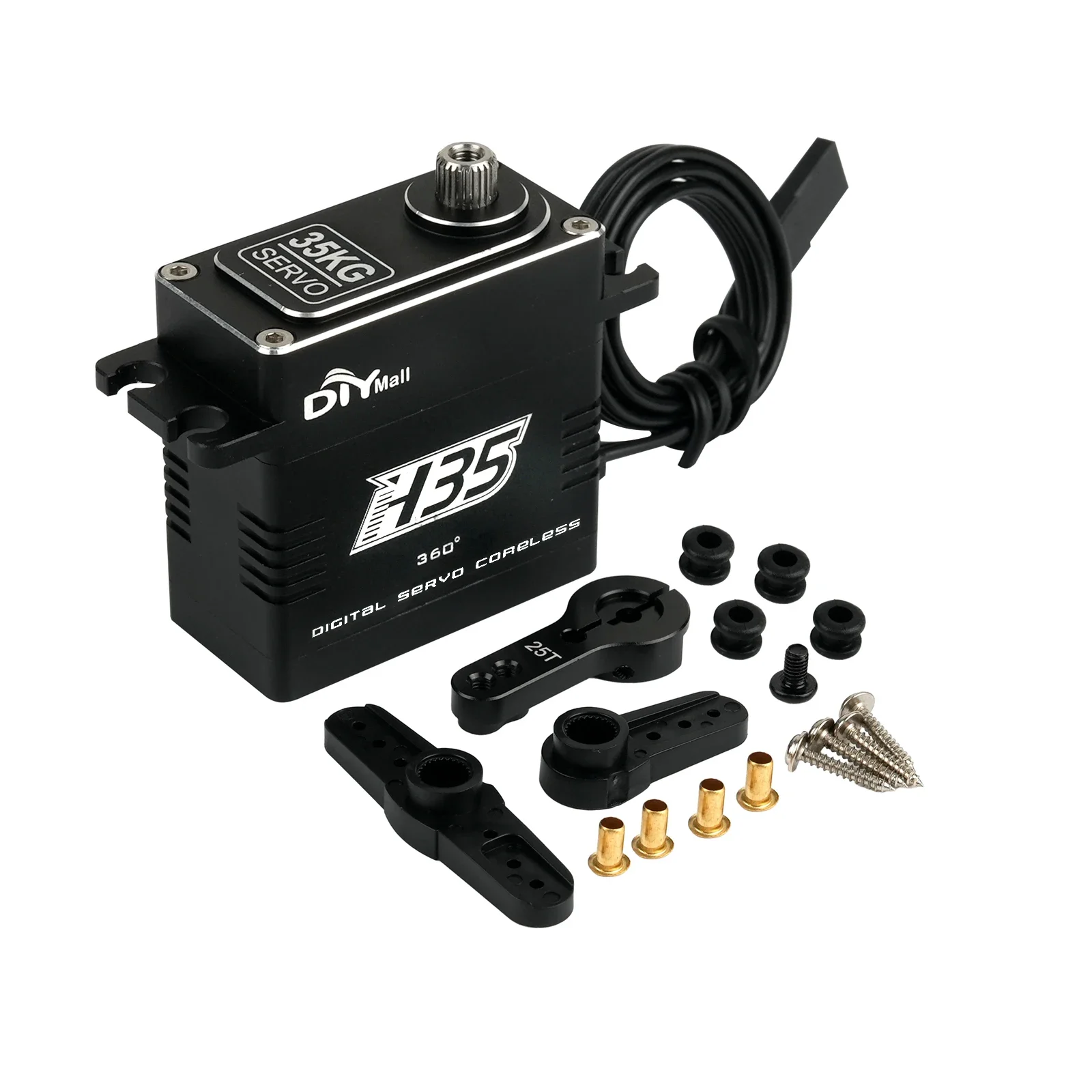 35kg.cm コアレス デジタル RCサーボ メタルギア HVサーボ 180/270/360 防水 アルミケース 1/8 1/10 カー トラック クローラー ボート用