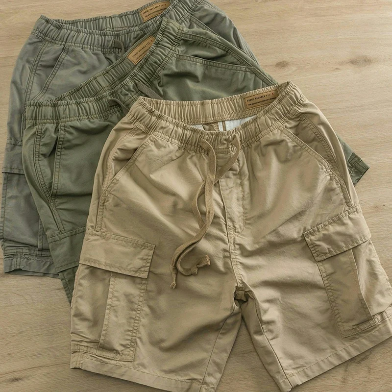 

American Retro Workwear orts Men Summer Loose Wide Leg Pants Trendy Outdoor Beach Hong Kong Sle Casual Loose Fit Youth