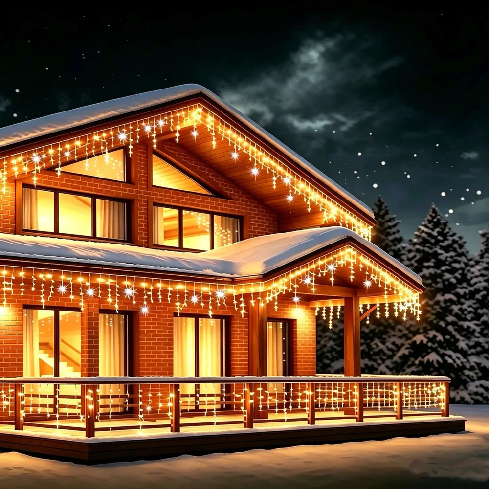 Christmas Decorations 2026 Festoon Led Fairy Lights Starry Style Outdoor(Warm White+Cool White Strobe) 28M(W)*0.4/0.5/0.6M(H)