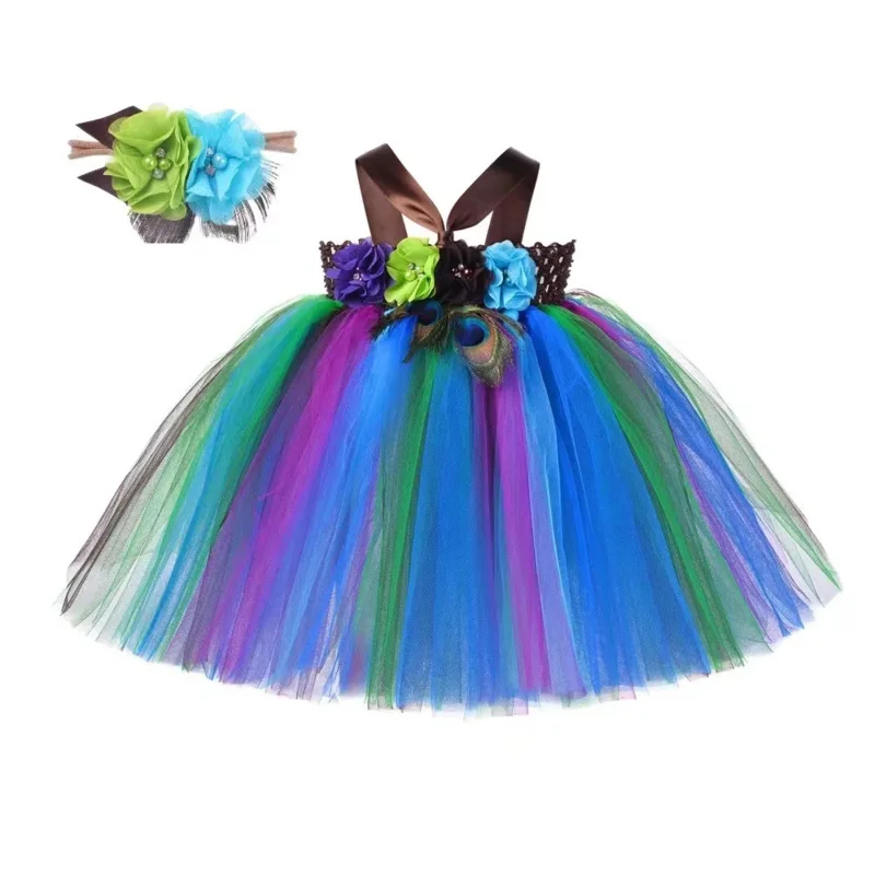 2PCs set baby girls mermaid costume kids birthday Halloween girl princess dress children summer party clothes tutu dress 6-24m