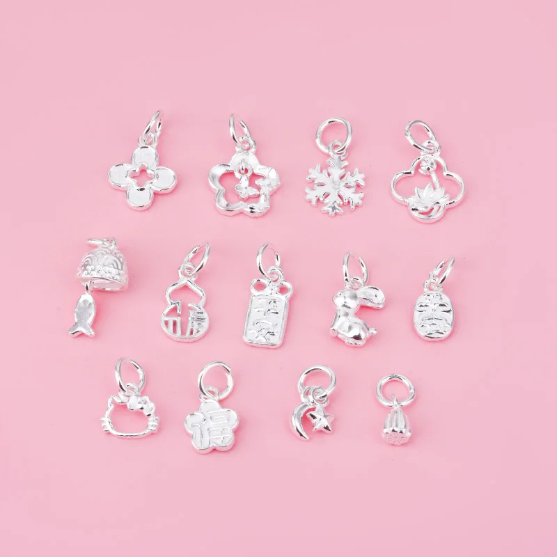 S999 full silver pendant gourd Peace Joy KT cat pendant simple all-in-one woven jewelry DIY accessory materials