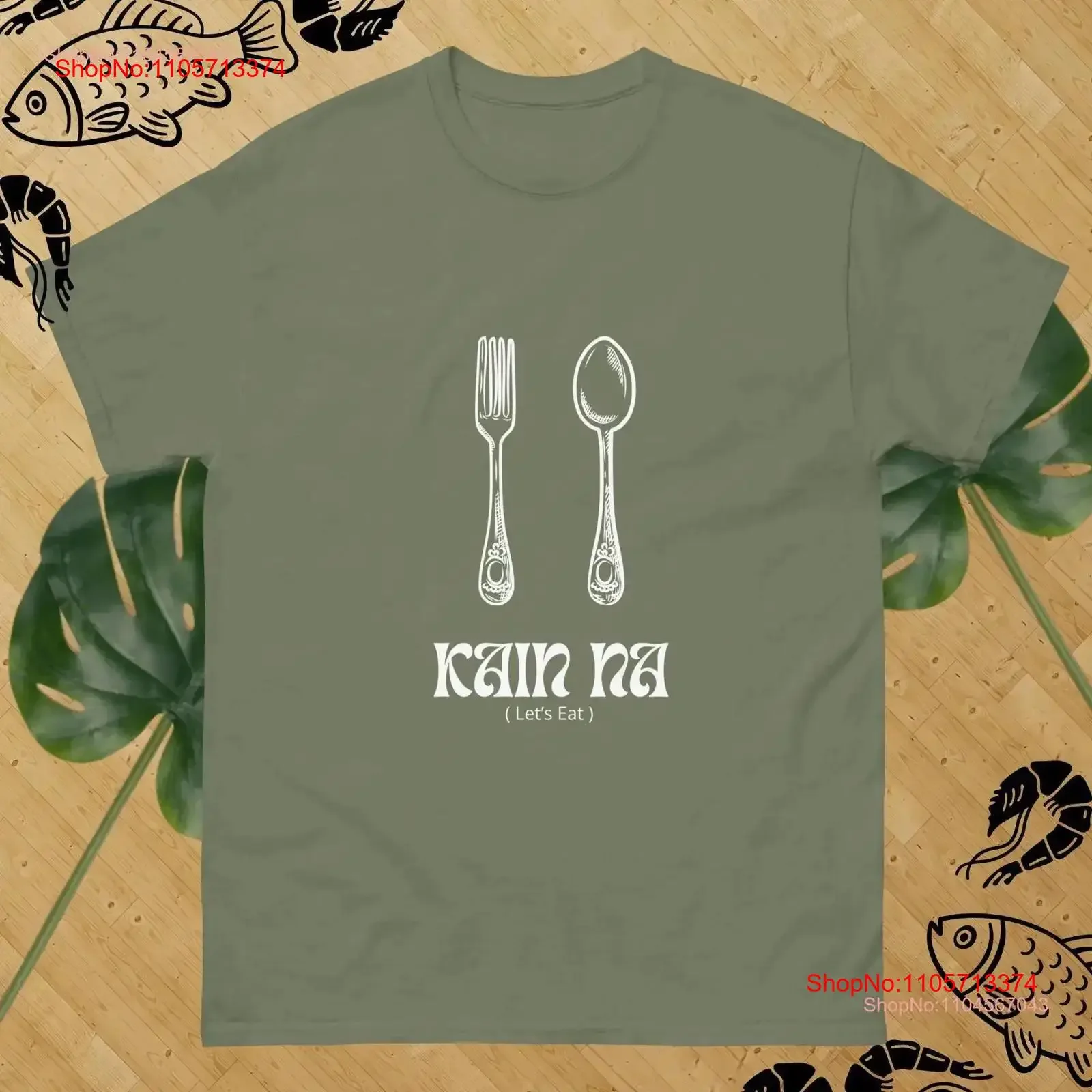 Kain Na Let's Eat Filipino Pinoy Tagalog Classic T shirt s Foodie l adult size vintage Washed Unisex homme Stretched Slightly