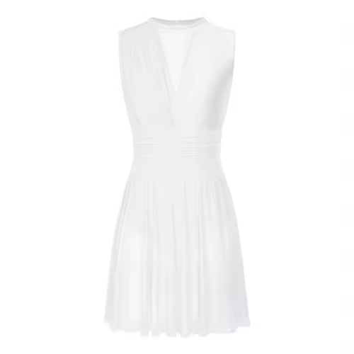 Women Ruched Ballet Lyrical Dancing Dress Round Collar Sleeveless Rhinestone Backless Dress for Stage Performance Competition - Image 11