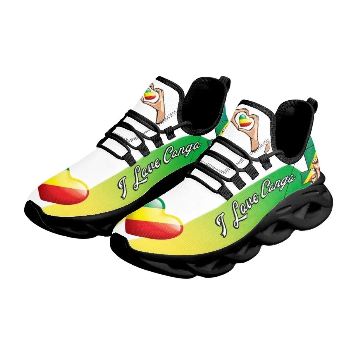 Republic of the Congo Flag Sneakers Casual Non-Slip Platform Shoes Lightweight Mesh Knit Shoes for Women Zapatillas
