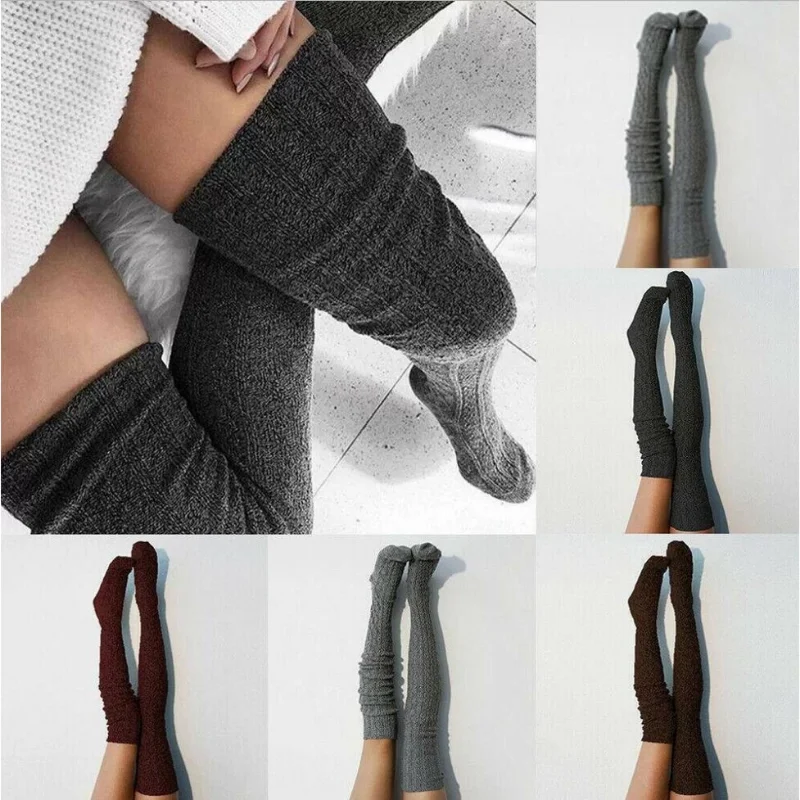 1 Pair Warm and Stylish Over The Knee Knit Socks for Women Preppy Thermal Winter High Stocks with Thickened Material Yoga Socks