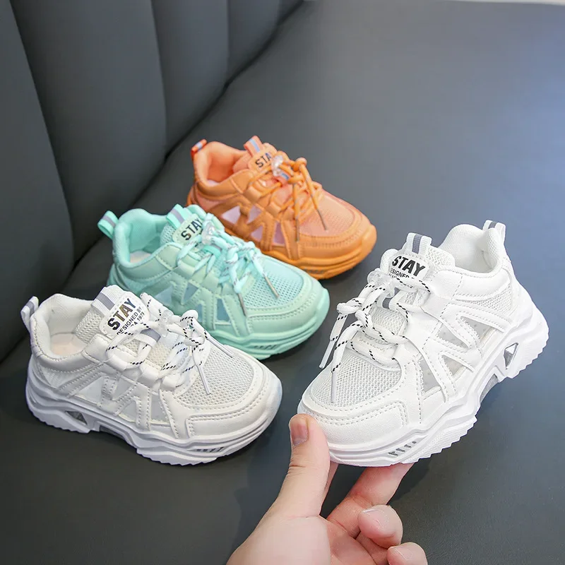 

Children White Shoes Mesh Summer New Boys Sports Shoes Breathable and Non Slip Kids Girls Running Shoes Size36-27