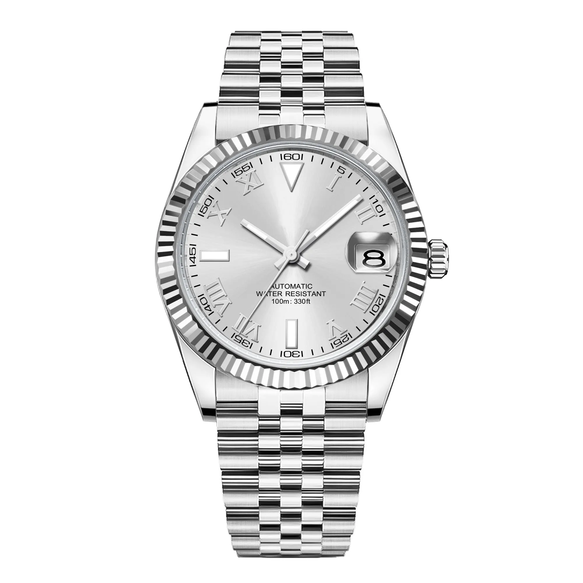 36mm/39mm 사용자 정의 멸균 다이얼 로마 숫자 사파이어 유리 스틸 팔찌 기계식 남자 시계 NH35 자동식 남자 시계