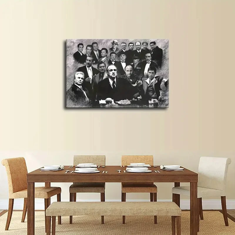 Classic Dun Father Black & White Film Canvas Prints Mafia Vito Corleone Al Pacino Wall Art Poster for Living Room Bedroom Decor