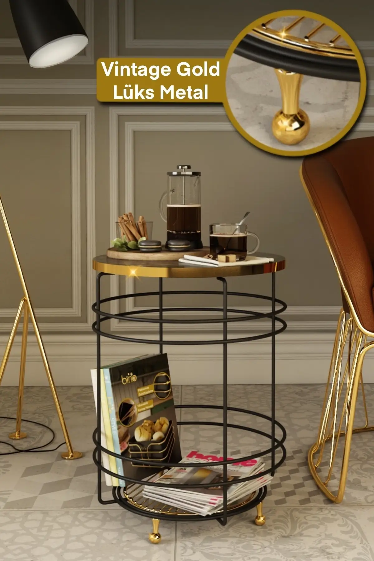 

Coffee Table Side Center Metal Coffee Table Gold Leg Bookshelf Shelf Coffee Table Art Sofa Corner Table