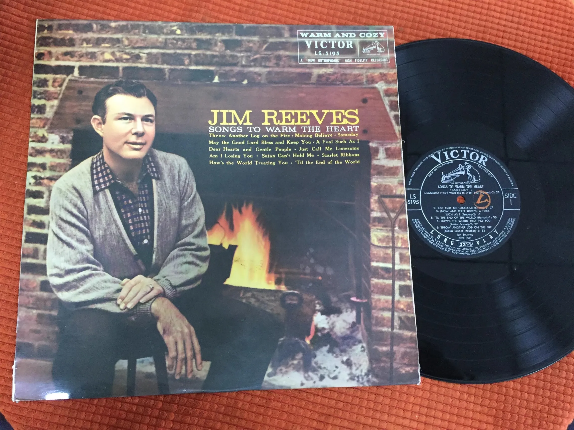 Old 33 RPM 12 inch 30cm 1 Vinyl Records LP Disc Collection Classical Soundtrack Music Songs JIM REEVES SONGS TO WARM THE HEART