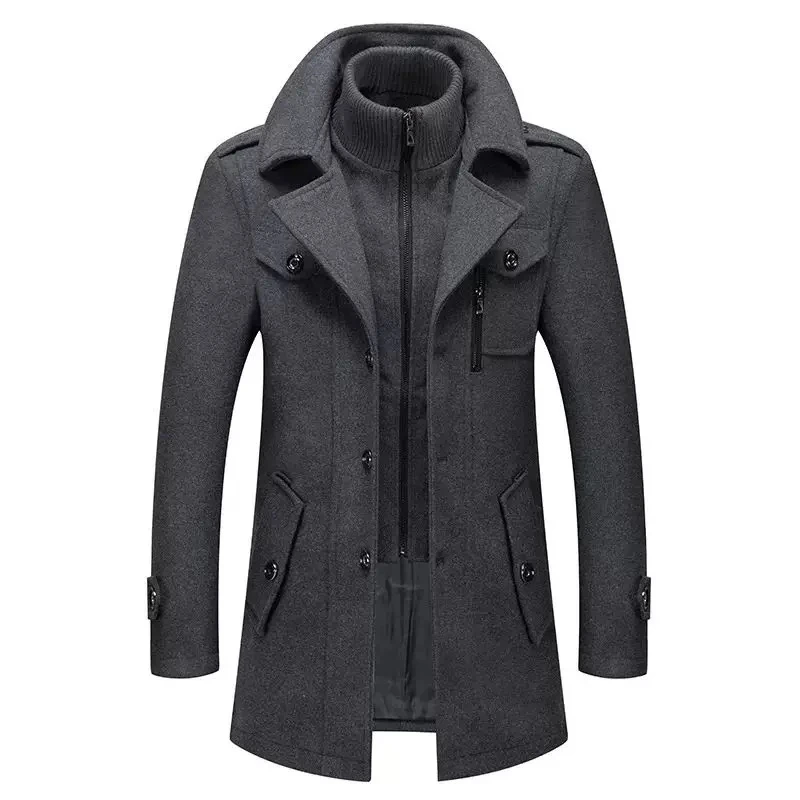 

Men's Camere Trench Coat Winter Jaet Overcoat Wool Blend Long Sle Single Button Closure Youth Faion Autumn Wear