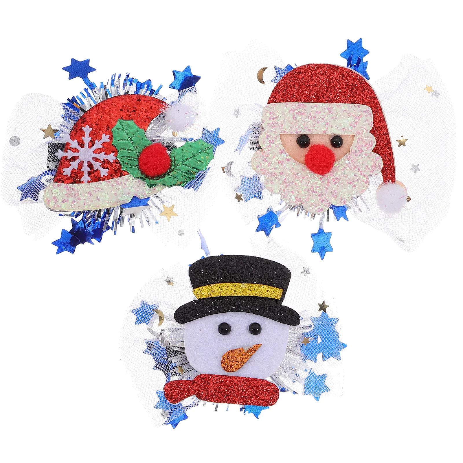 

3Pcs Christmas Hair Clips Kids Lovely Xmas Barrettes Soft Hair Accessories Christmas Party Hairpin Festive Holiday Decoration