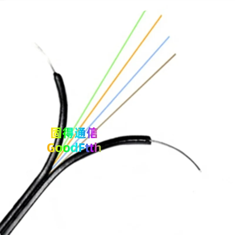 

Indoor FTTH Flat Drop Cable 2.0x3.5mm 4C 2KM SM Black LSZH With 2x0.45mm Steel GoodFtth