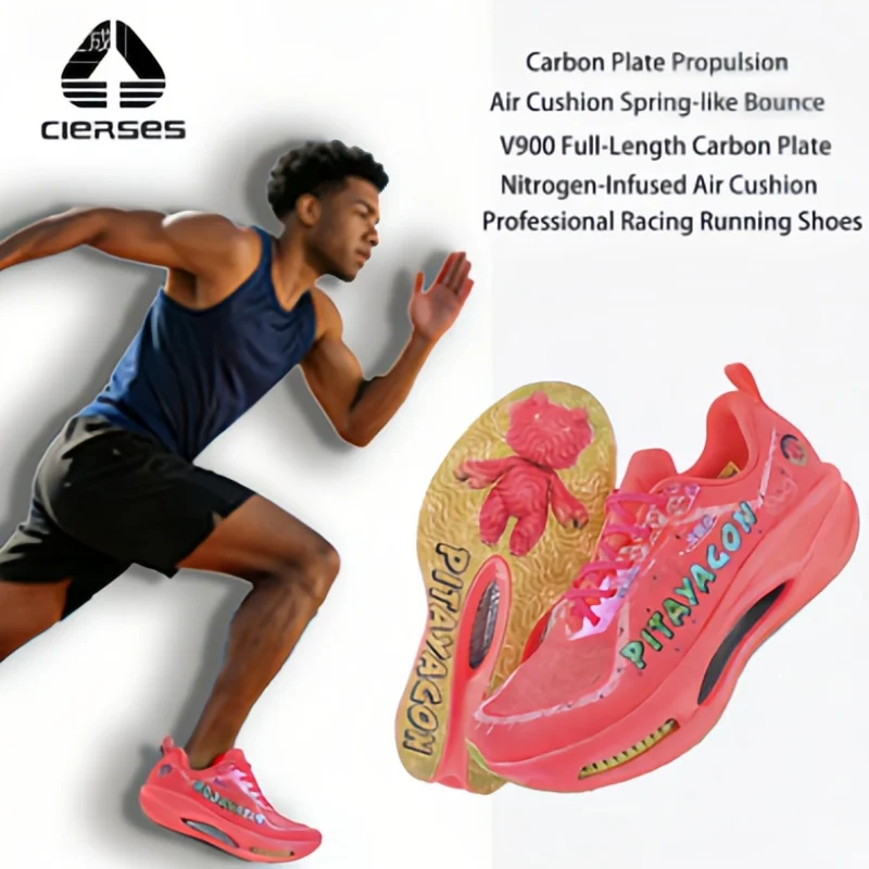 CIERSES Men's Marathon Full-Length Carbon Plate Running Shoes With Shock Absorption And Stability Half-Size Sports Shoes 2445