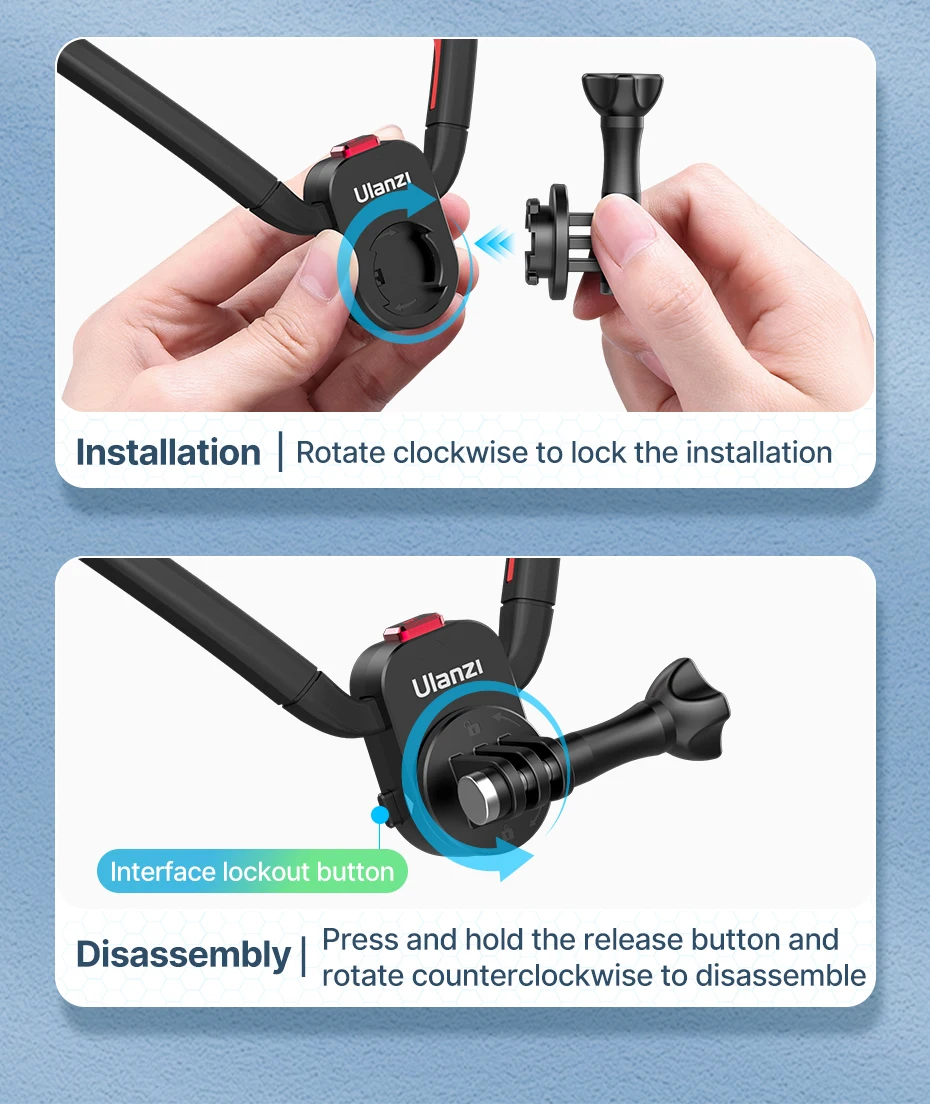 Ulanzi Go-Quick II Magnetische Silikon-Halshalterung für GoPro Hero 13 12 für Insta360 für DJI Osmo Action-Kamera-Zubehör – Detail 9