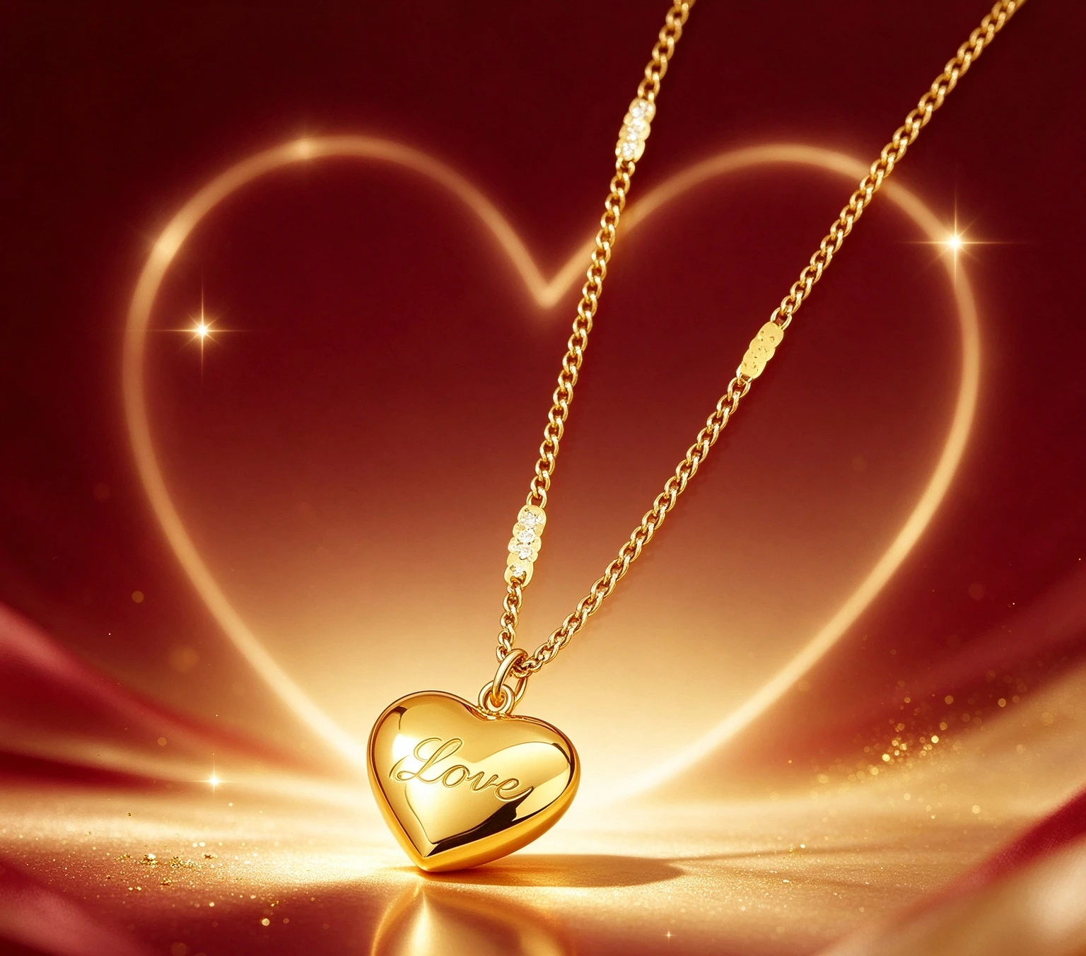 9999 real gold Women's Love Love Pendant Necklace Collarbone Giving gifts for friends