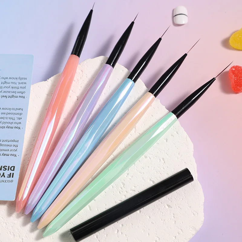 6/9/12/15/18mm Colourful Diamond Gradient Nail Brush Nail Art Brush Line Painting Brushes Crystal Acrylic Thin Liner Drawing Pen