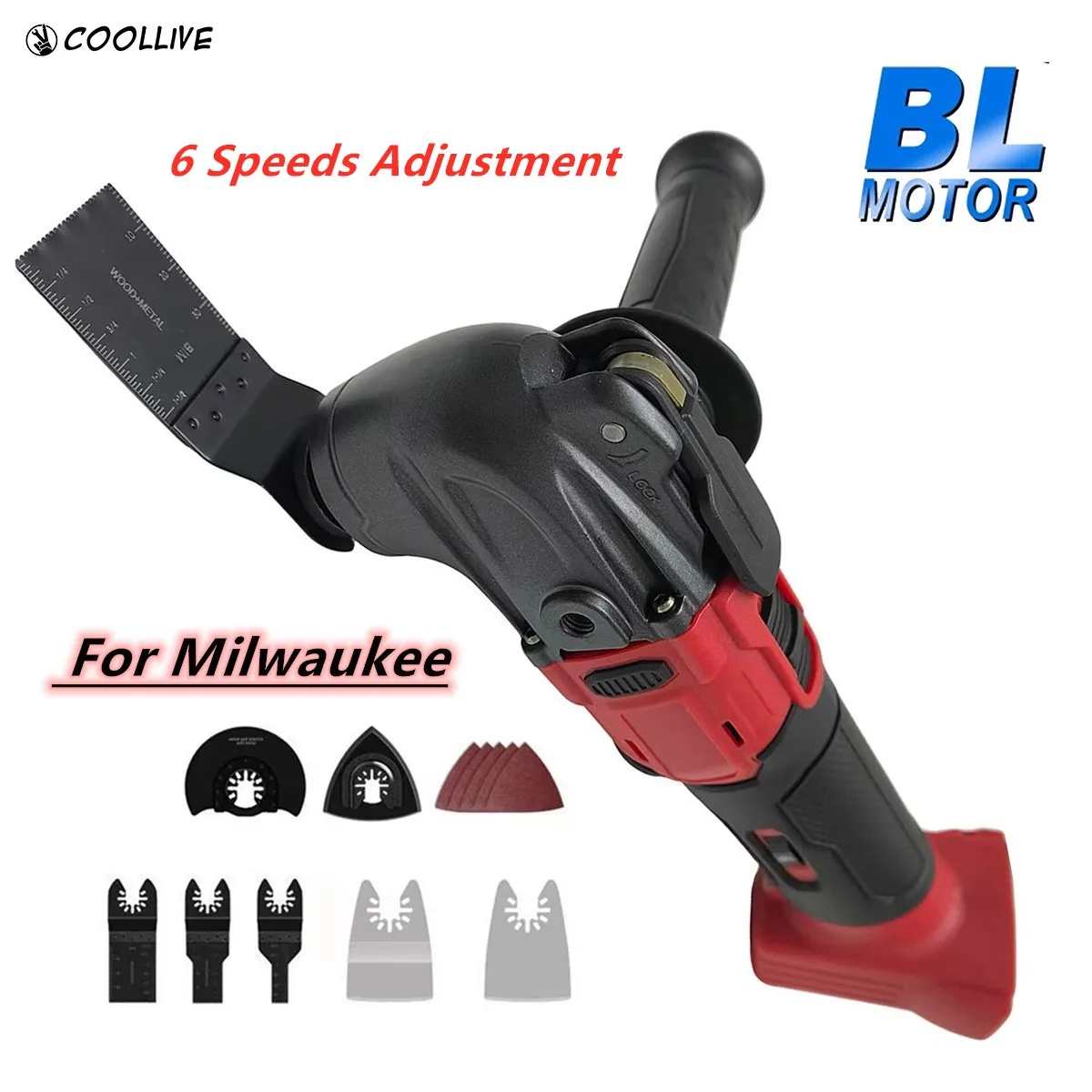 

Brushless Multi Functional Oscillating Tool 6 Gear Renovator Cordless Vibration Electric Trimmer Tools For Milwaukee 18V Battery