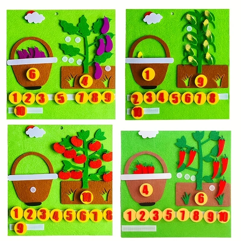 Picking Vegetables Kids Montessori Math Toys DIY 3D Puzzles Digital Education Kindergarten Early Learning Gifts